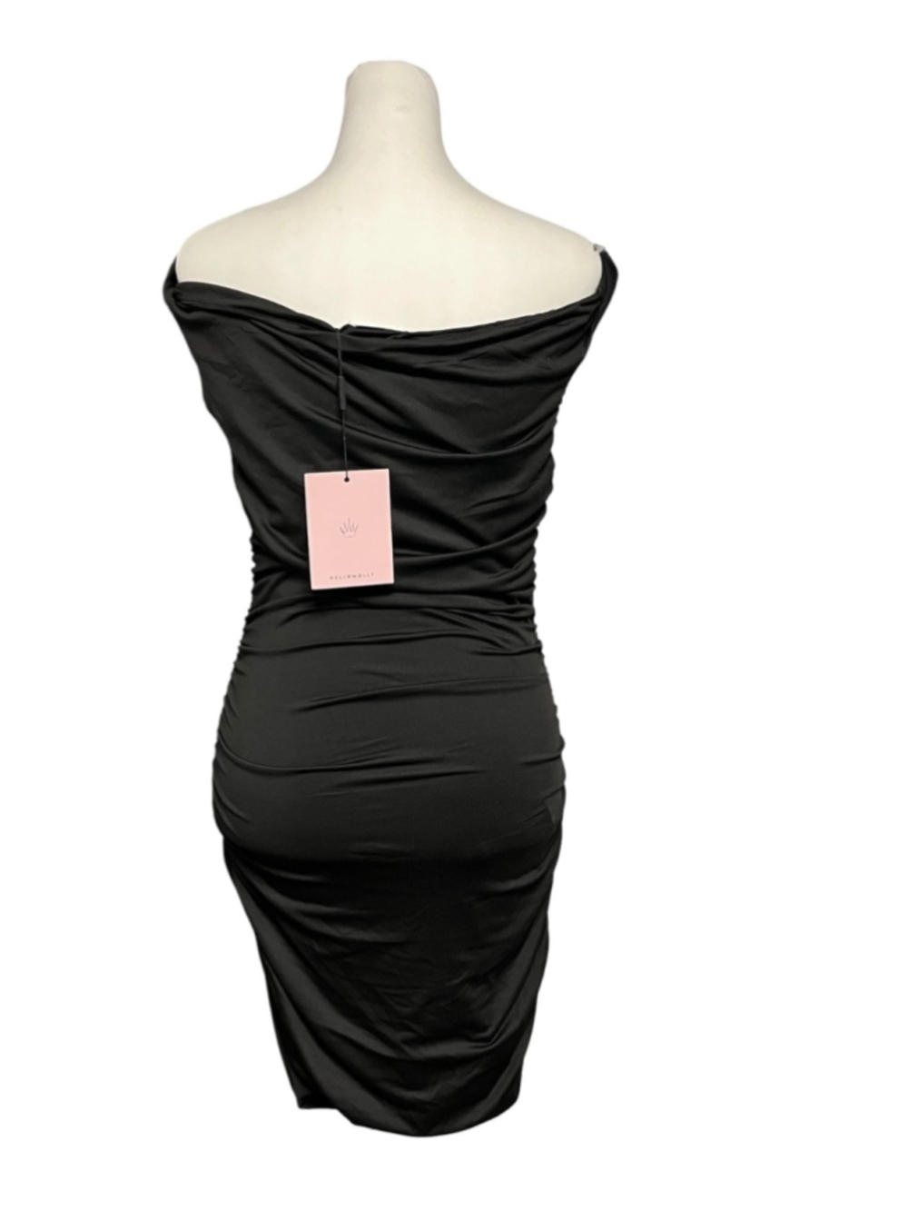 Hello Molly In The Cart Black Off Shoulder Side Ruched Mini Dress Size 6 NWT - Picture 8 of 11